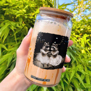 Funny Lesbian Raccoon Engagement Glass Can LGBTQ Pride Gift