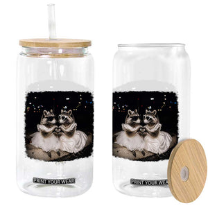 Funny Lesbian Raccoon Engagement Glass Can LGBTQ Pride Gift