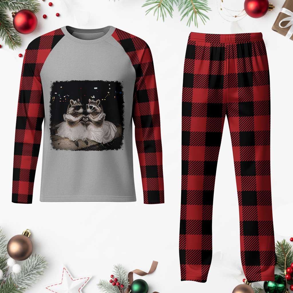 Funny Lesbian Raccoon Engagement Plaid Pajama Set LGBTQ Pride Gift TS12 Buffalo Plaid Print Your Wear