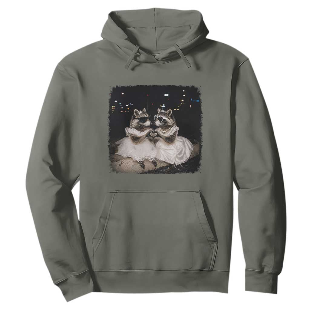 Funny Lesbian Raccoon Engagement Hoodie LGBTQ Pride Gift