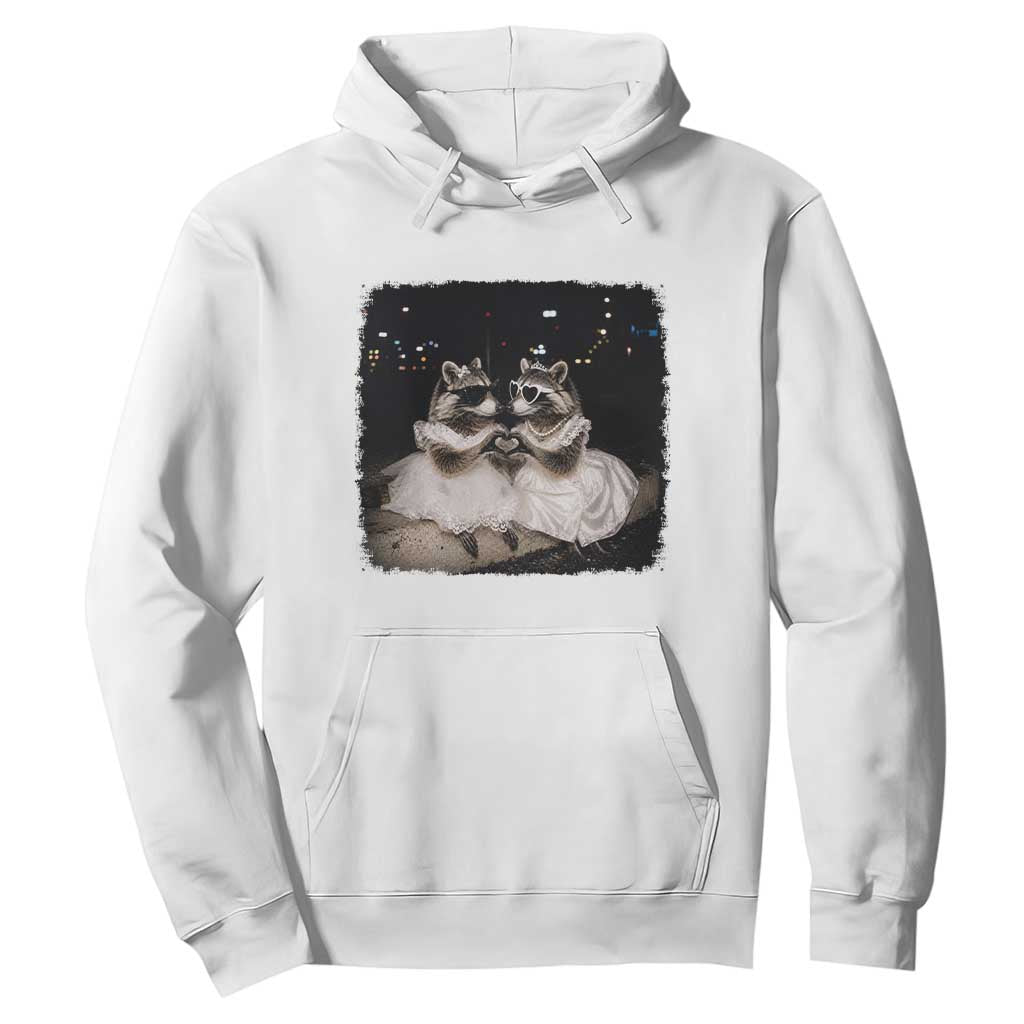 Funny Lesbian Raccoon Engagement Hoodie LGBTQ Pride Gift