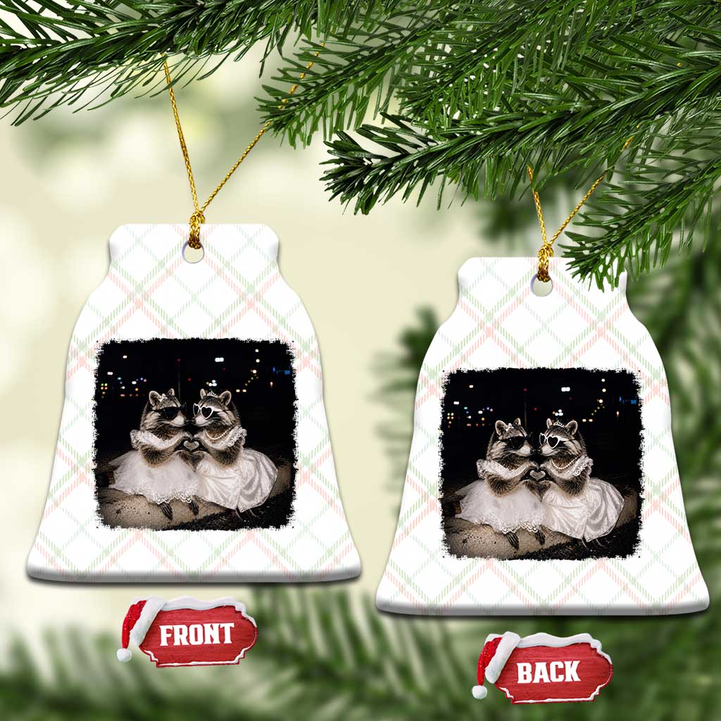 Funny Lesbian Raccoon Engagement Ceramic Ornament LGBTQ Pride Gift