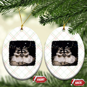 Funny Lesbian Raccoon Engagement Ceramic Ornament LGBTQ Pride Gift