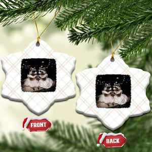 Funny Lesbian Raccoon Engagement Ceramic Ornament LGBTQ Pride Gift
