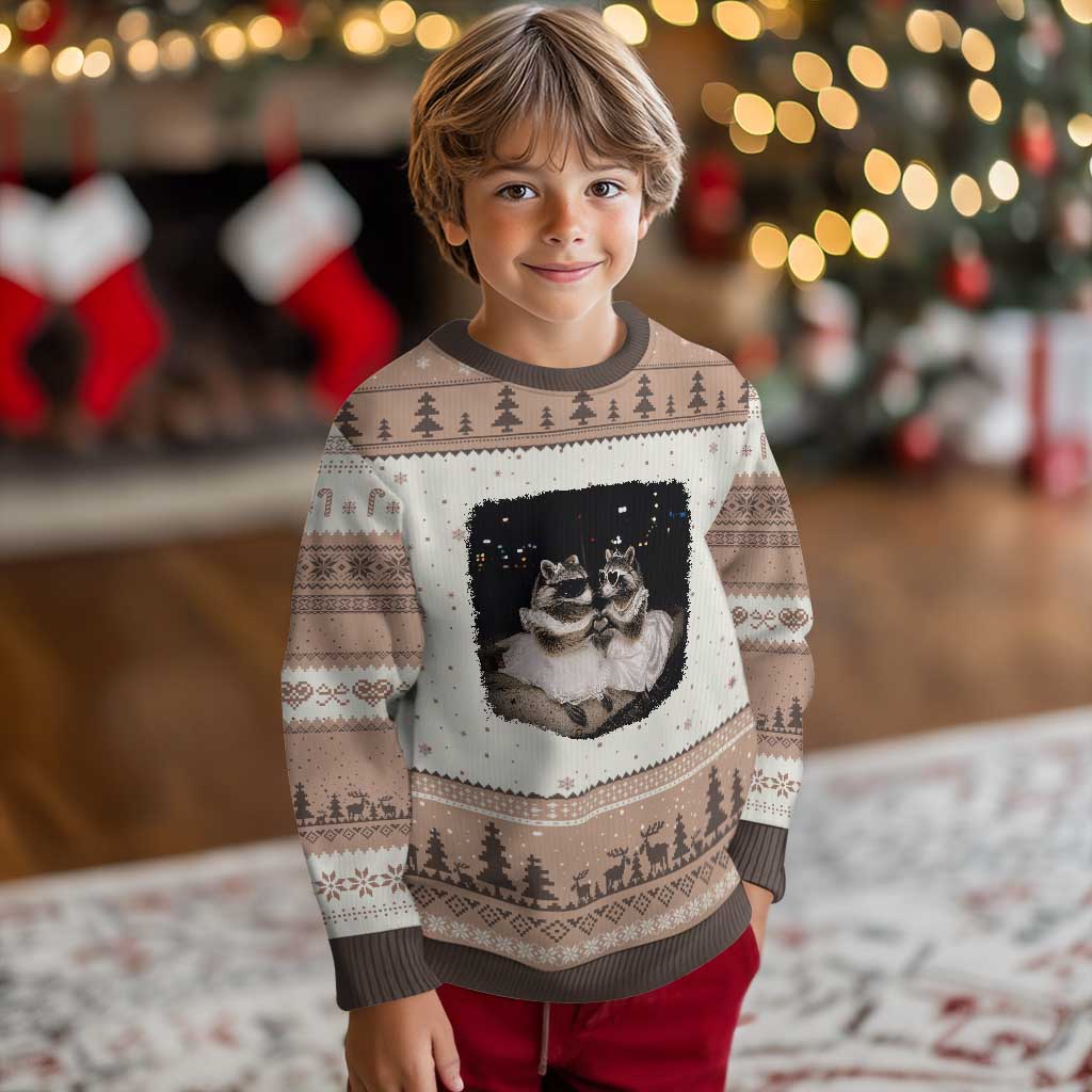 Funny Lesbian Raccoon Engagement Ugly Christmas Sweater LGBTQ Pride Gift