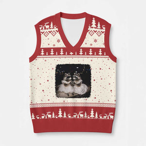 Funny Lesbian Raccoon Engagement V-Neck Knit Sweater Vest LGBTQ Pride Gift