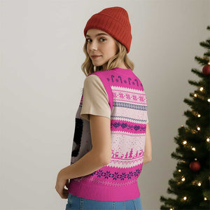 Funny Lesbian Raccoon Engagement V-Neck Knit Sweater Vest LGBTQ Pride Gift