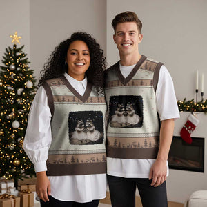 Funny Lesbian Raccoon Engagement V-Neck Knit Sweater Vest LGBTQ Pride Gift
