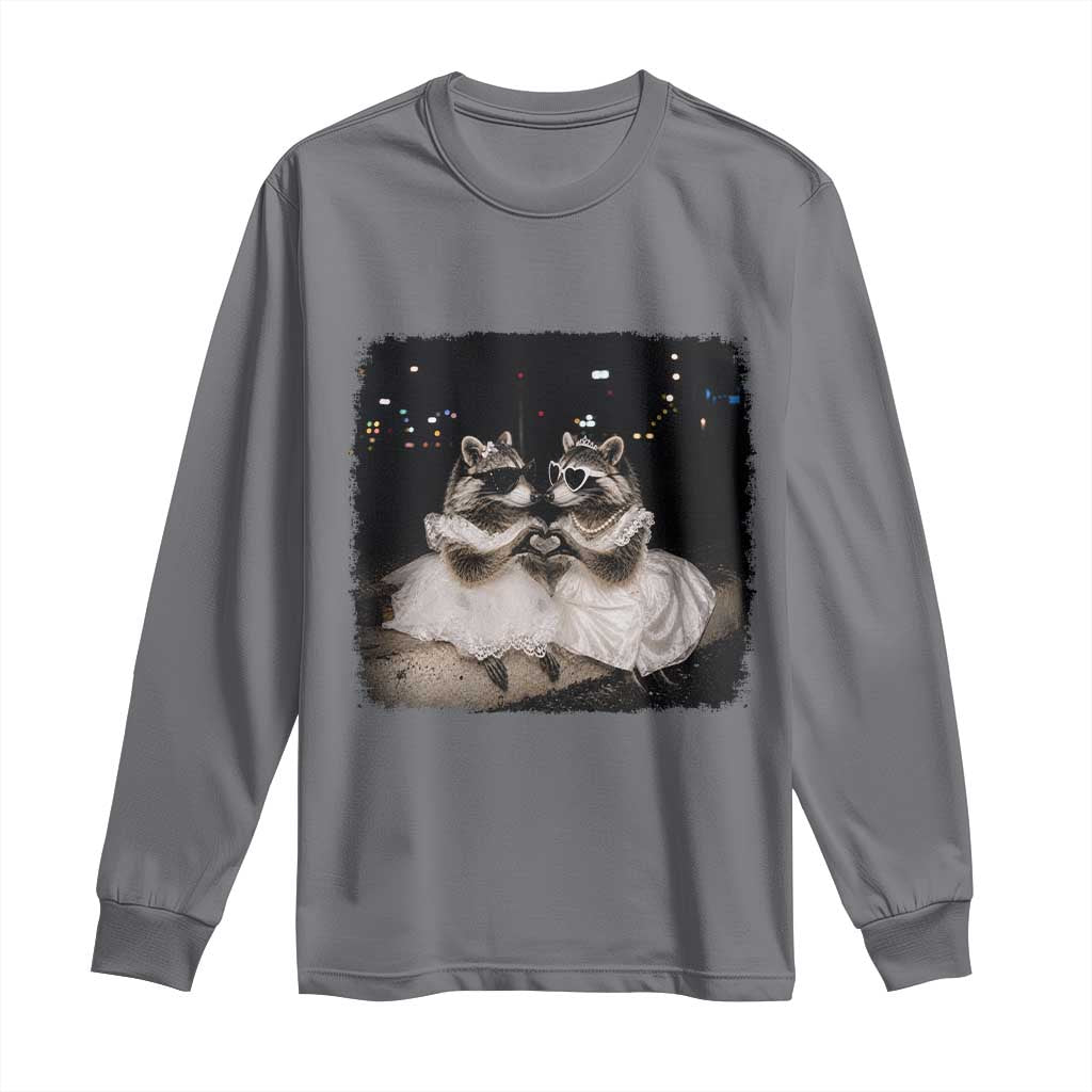 Funny Lesbian Raccoon Engagement Long Sleeve Shirt LGBTQ Pride Gift TS12 Charcoal Print Your Wear