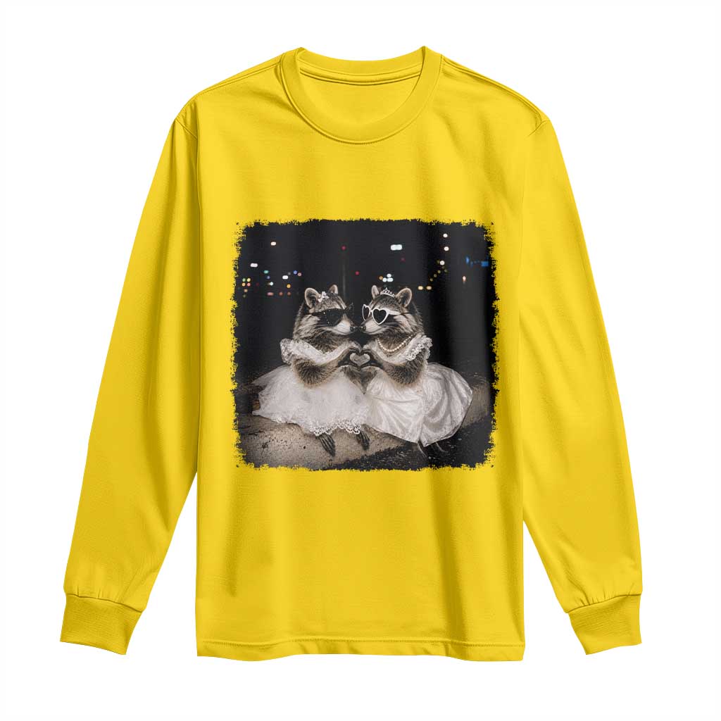 Funny Lesbian Raccoon Engagement Long Sleeve Shirt LGBTQ Pride Gift TS12 Daisy Print Your Wear