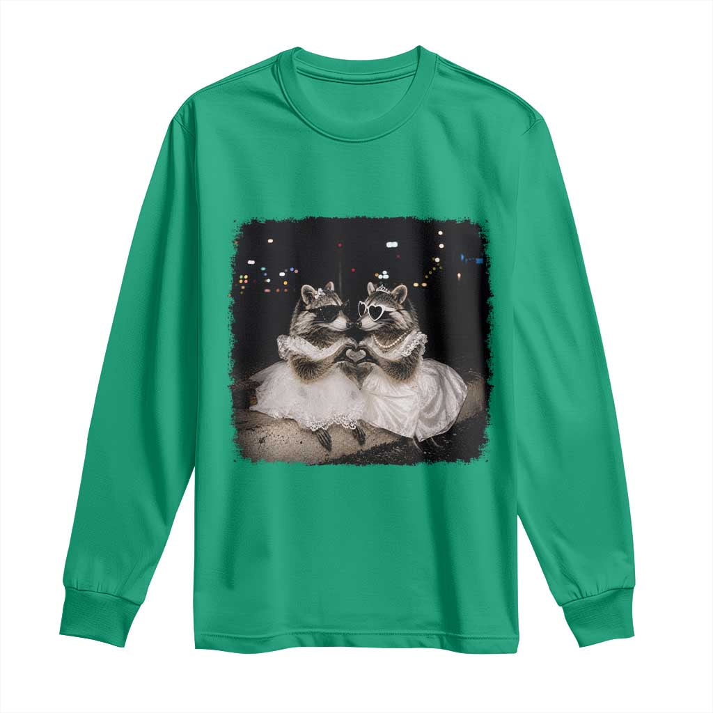 Funny Lesbian Raccoon Engagement Long Sleeve Shirt LGBTQ Pride Gift TS12 Irish Green Print Your Wear