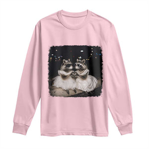 Funny Lesbian Raccoon Engagement Long Sleeve Shirt LGBTQ Pride Gift TS12 Light Pink Print Your Wear