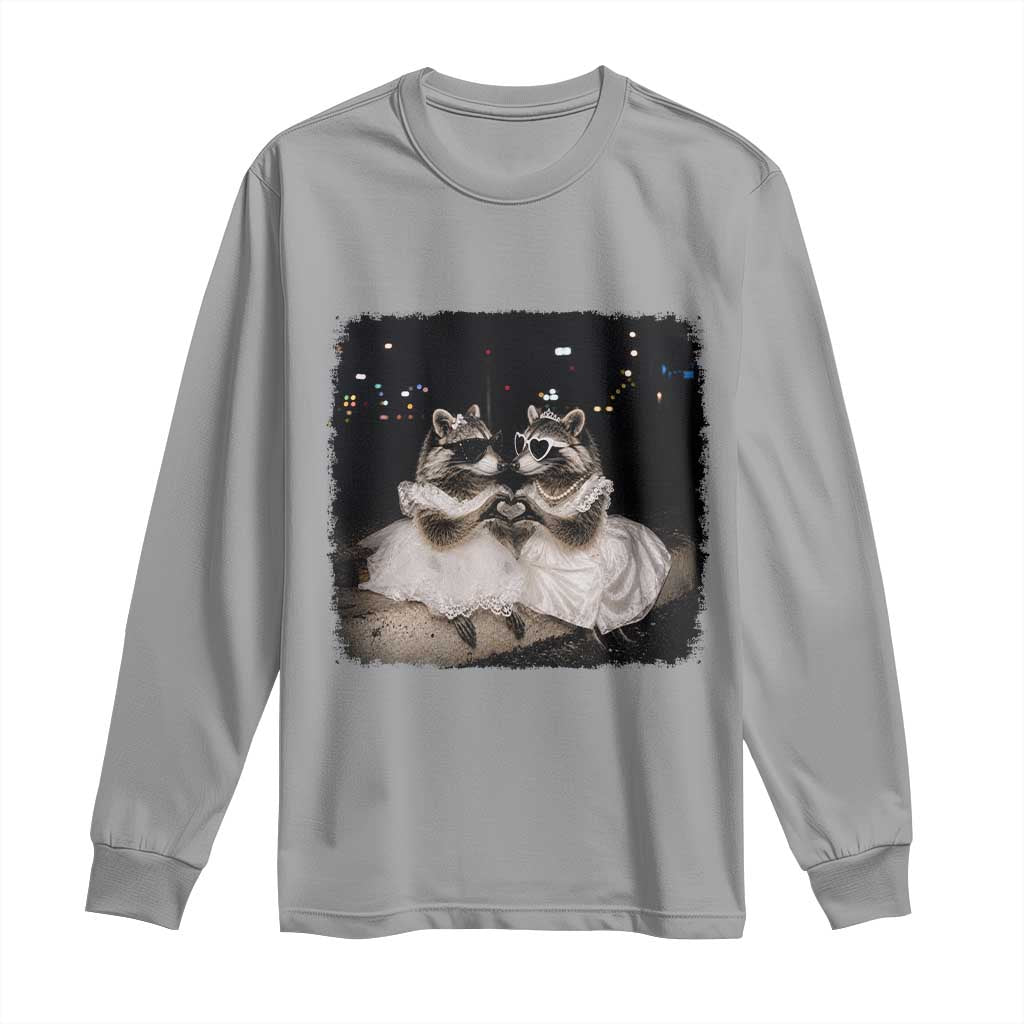 Funny Lesbian Raccoon Engagement Long Sleeve Shirt LGBTQ Pride Gift TS12 Sport Gray Print Your Wear