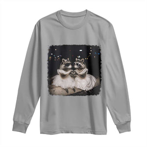 Funny Lesbian Raccoon Engagement Long Sleeve Shirt LGBTQ Pride Gift TS12 Sport Gray Print Your Wear