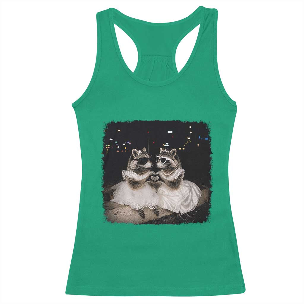 Funny Lesbian Raccoon Engagement Racerback Tank Top LGBTQ Pride Gift TS12 Irish Green Print Your Wear