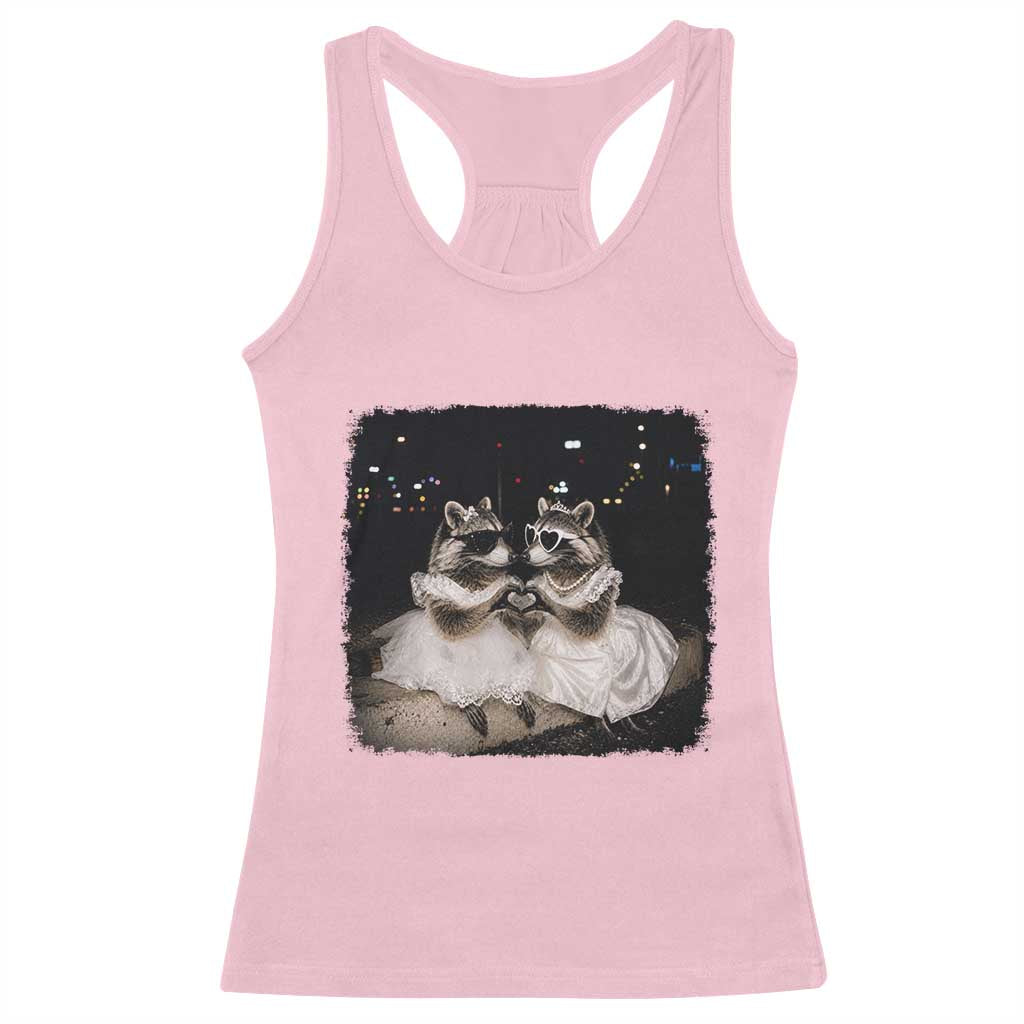 Funny Lesbian Raccoon Engagement Racerback Tank Top LGBTQ Pride Gift TS12 Light Pink Print Your Wear
