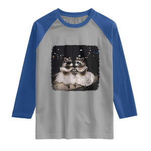 Funny Lesbian Raccoon Engagement Raglan Shirt LGBTQ Pride Gift TS12 Sport Gray Royal Print Your Wear