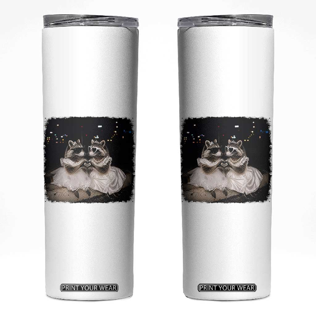 Funny Lesbian Raccoon Engagement Skinny Tumbler LGBTQ Pride Gift