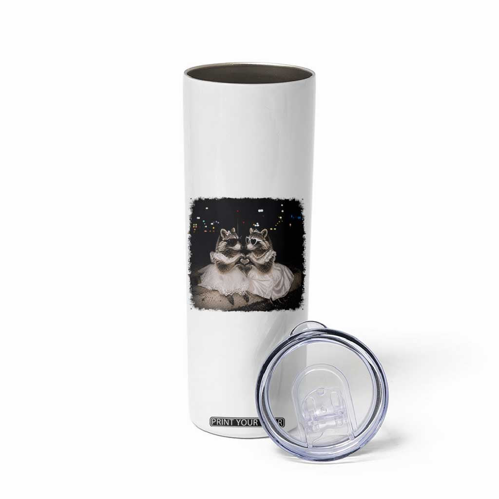 Funny Lesbian Raccoon Engagement Skinny Tumbler LGBTQ Pride Gift