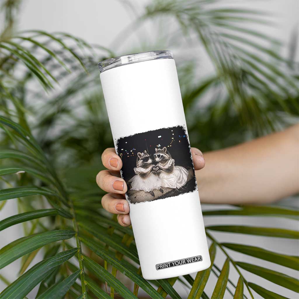 Funny Lesbian Raccoon Engagement Skinny Tumbler LGBTQ Pride Gift
