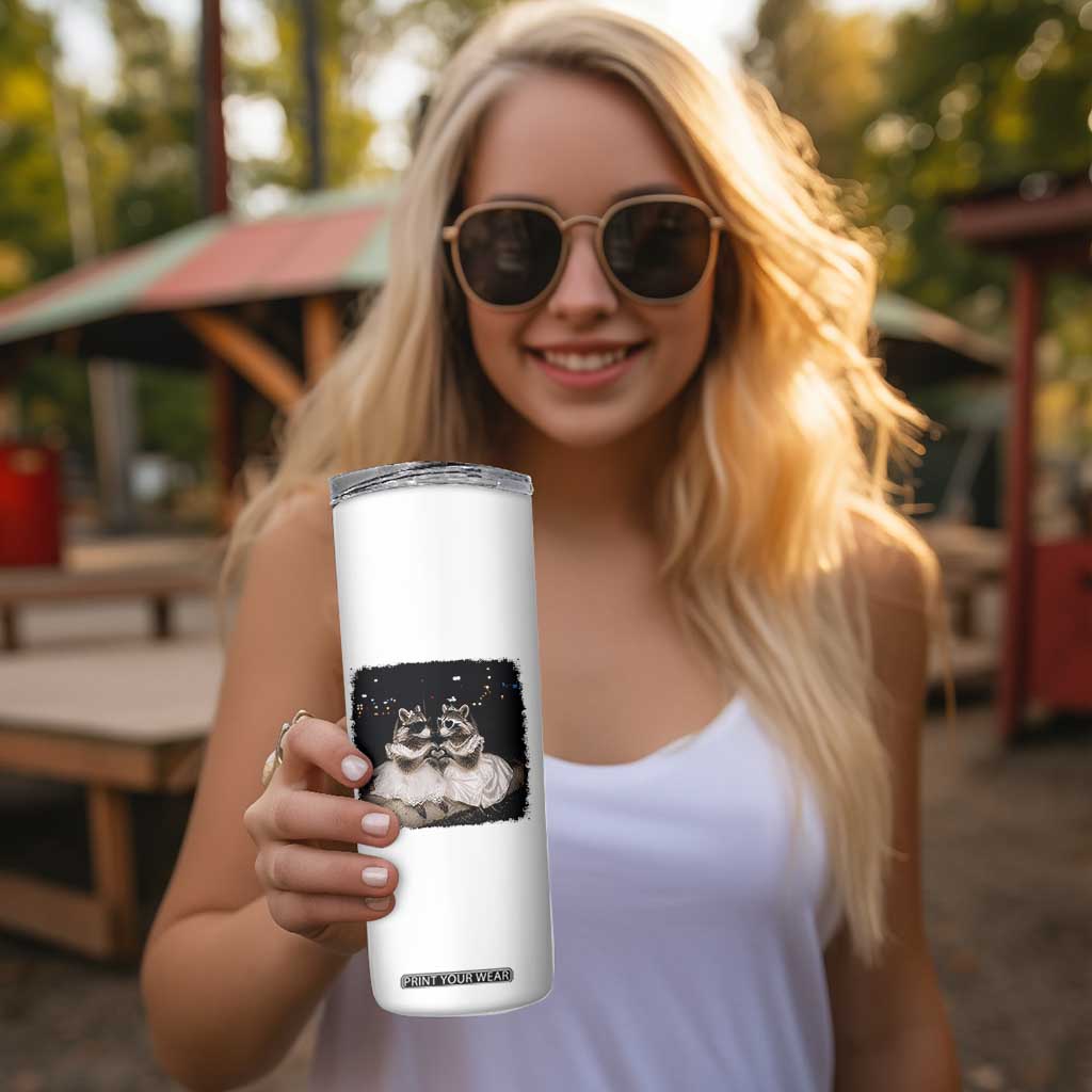 Funny Lesbian Raccoon Engagement Skinny Tumbler LGBTQ Pride Gift