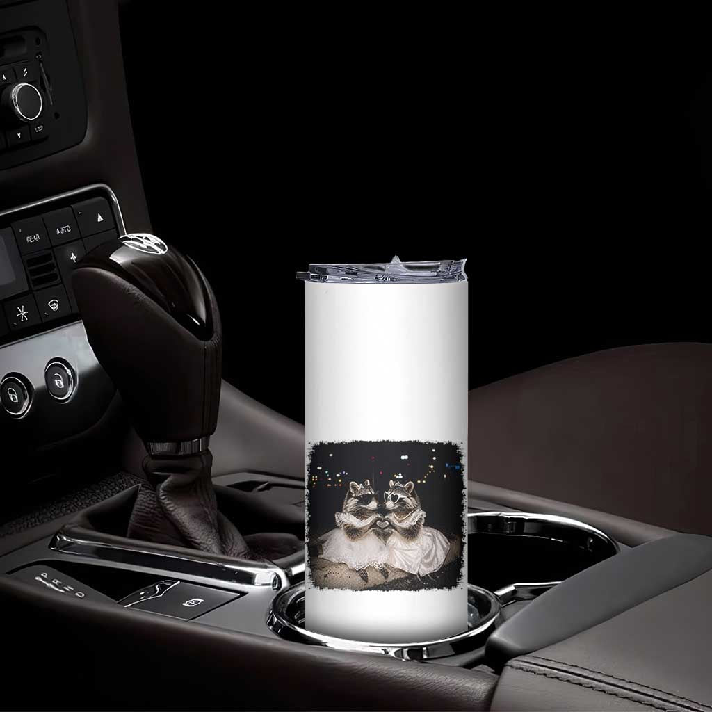 Funny Lesbian Raccoon Engagement Skinny Tumbler LGBTQ Pride Gift
