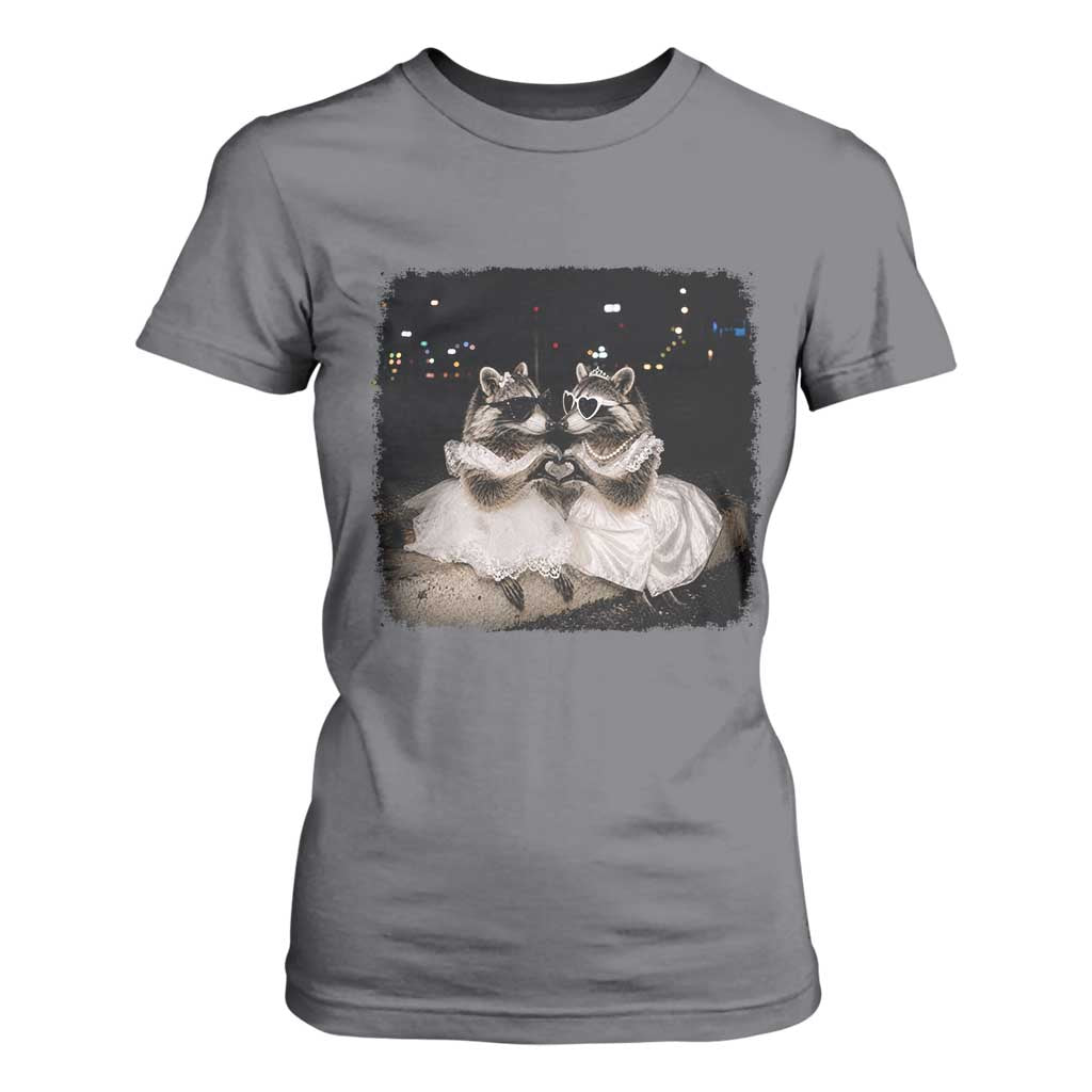 Funny Lesbian Raccoon Engagement T Shirt For Women LGBTQ Pride Gift