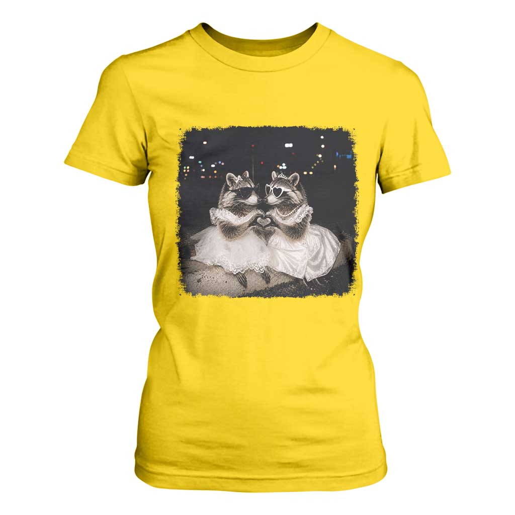 Funny Lesbian Raccoon Engagement T Shirt For Women LGBTQ Pride Gift