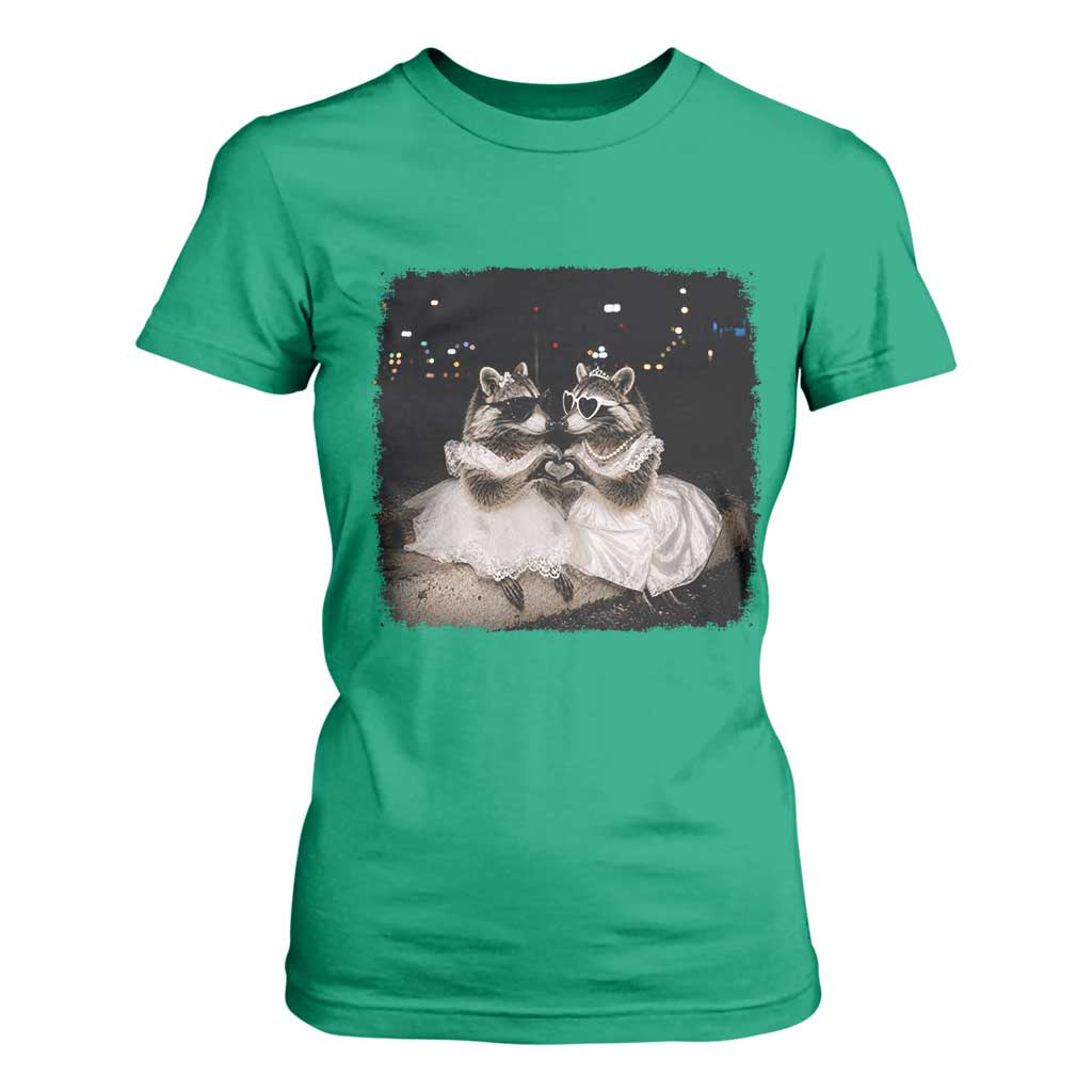 Funny Lesbian Raccoon Engagement T Shirt For Women LGBTQ Pride Gift