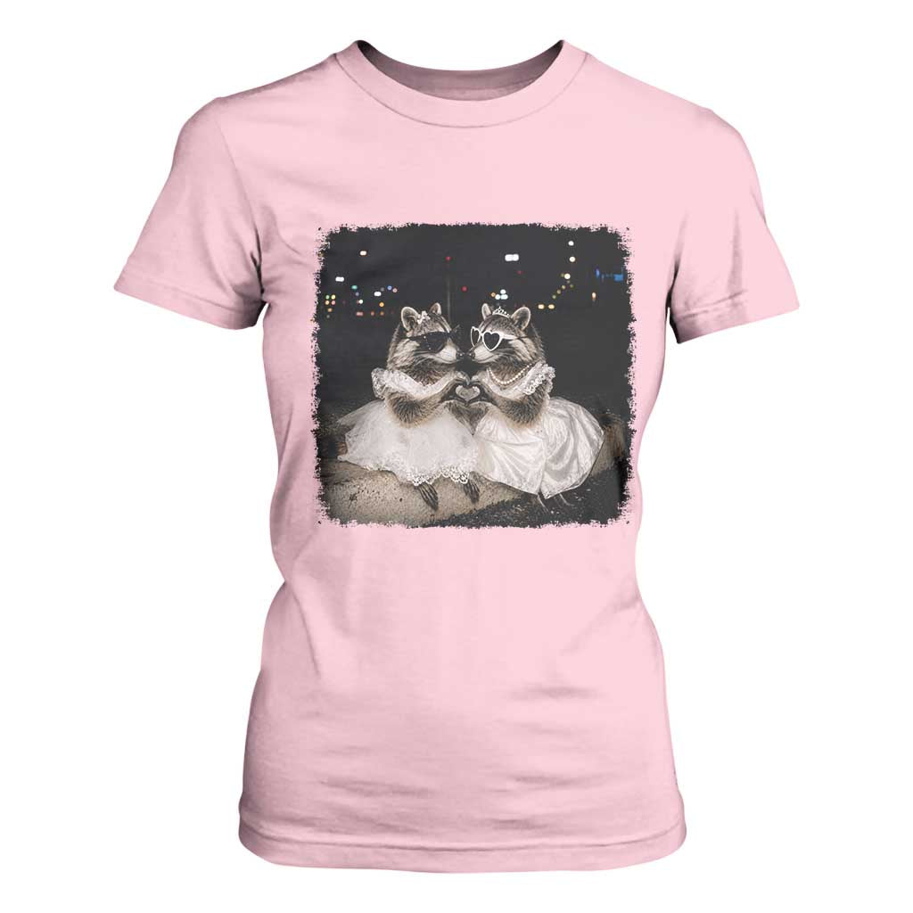 Funny Lesbian Raccoon Engagement T Shirt For Women LGBTQ Pride Gift