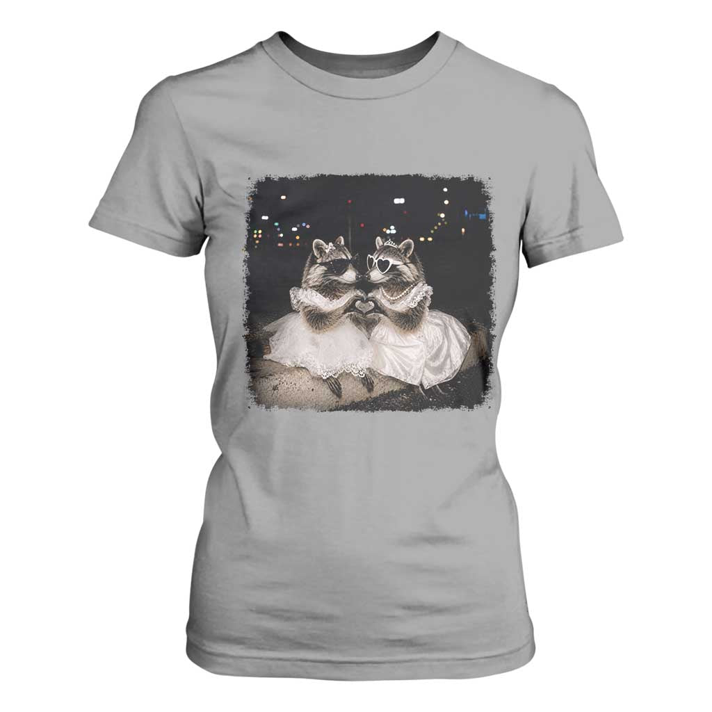 Funny Lesbian Raccoon Engagement T Shirt For Women LGBTQ Pride Gift