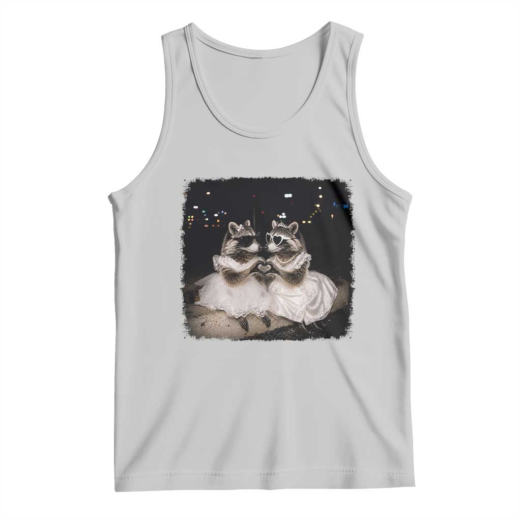 Funny Lesbian Raccoon Engagement Tank Top LGBTQ Pride Gift