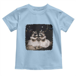 Funny Lesbian Raccoon Engagement Toddler T Shirt LGBTQ Pride Gift TS12 Light Blue Print Your Wear