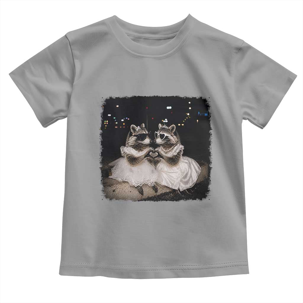 Funny Lesbian Raccoon Engagement Toddler T Shirt LGBTQ Pride Gift TS12 Sport Gray Print Your Wear