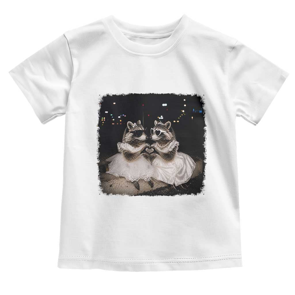 Funny Lesbian Raccoon Engagement Toddler T Shirt LGBTQ Pride Gift