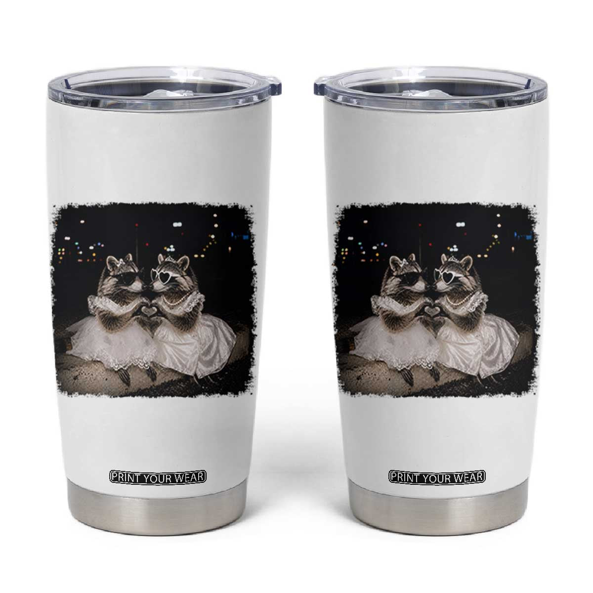 Funny Lesbian Raccoon Engagement Tumbler Cup LGBTQ Pride Gift TS12 White Print Your Wear