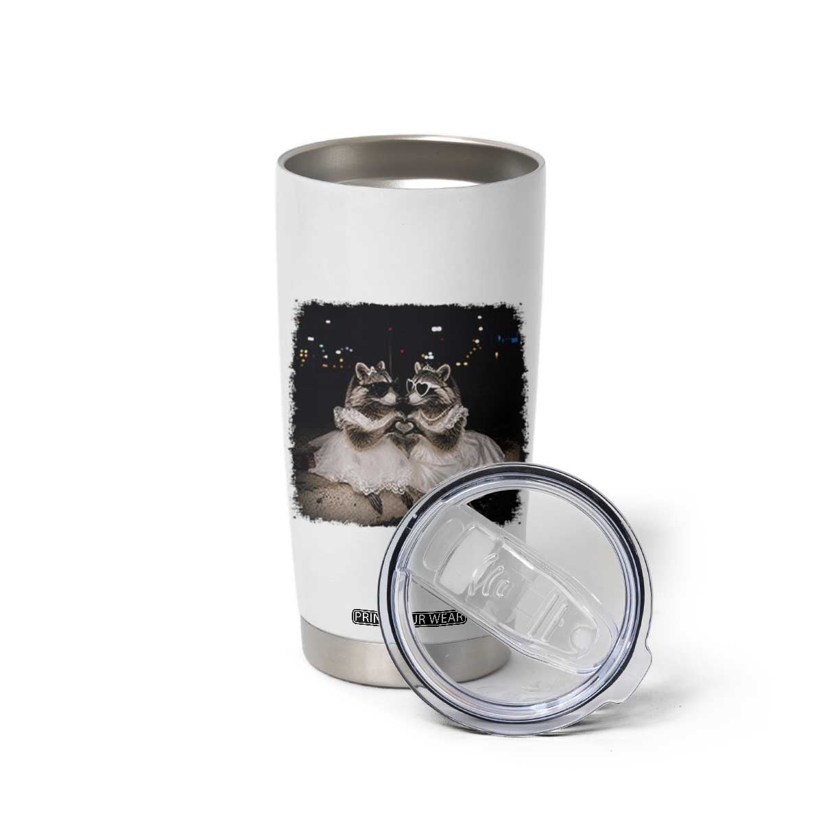 Funny Lesbian Raccoon Engagement Tumbler Cup LGBTQ Pride Gift TS12 Print Your Wear