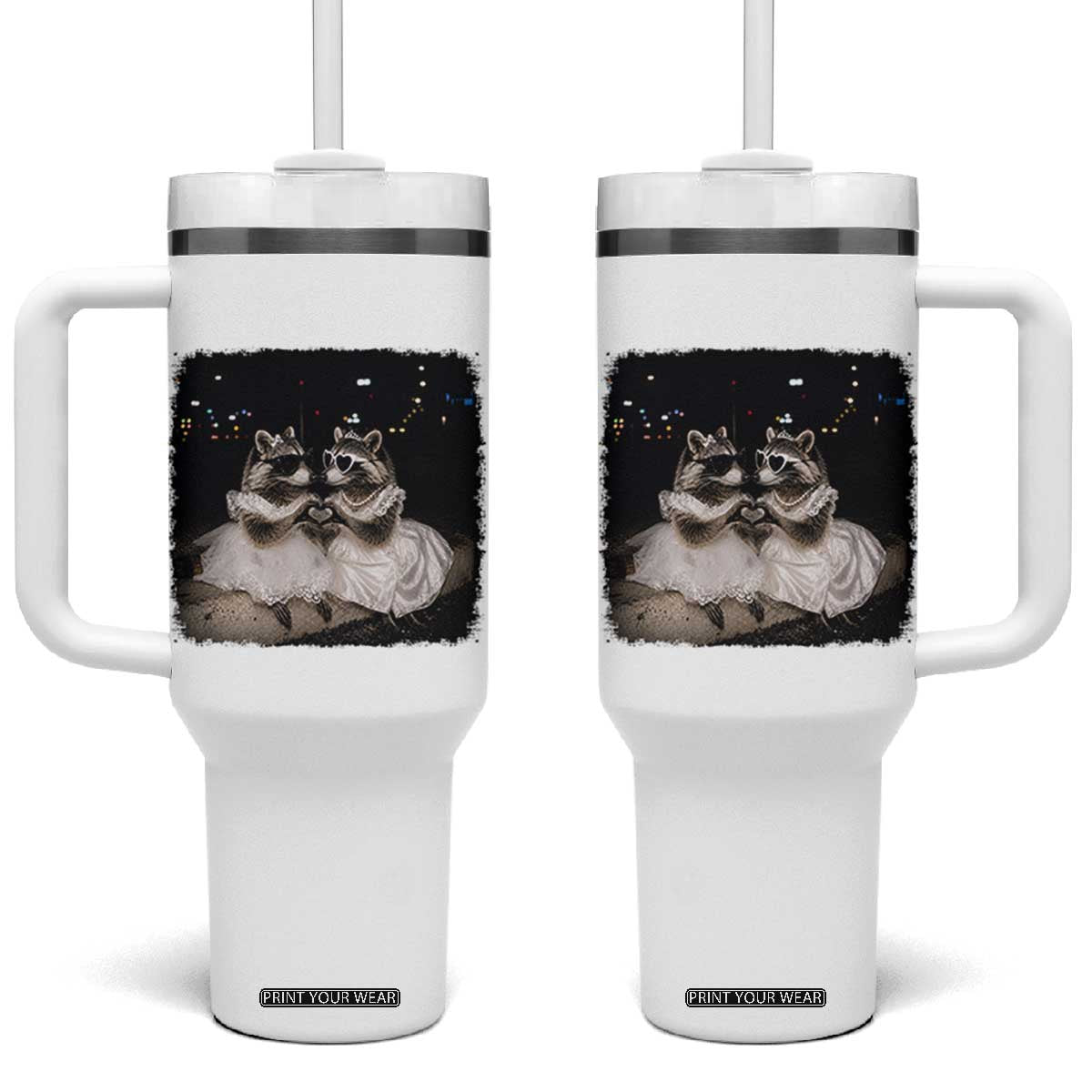 Funny Lesbian Raccoon Engagement Tumbler With Handle LGBTQ Pride Gift