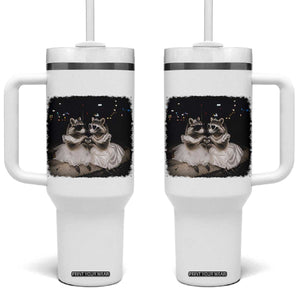 Funny Lesbian Raccoon Engagement Tumbler With Handle LGBTQ Pride Gift