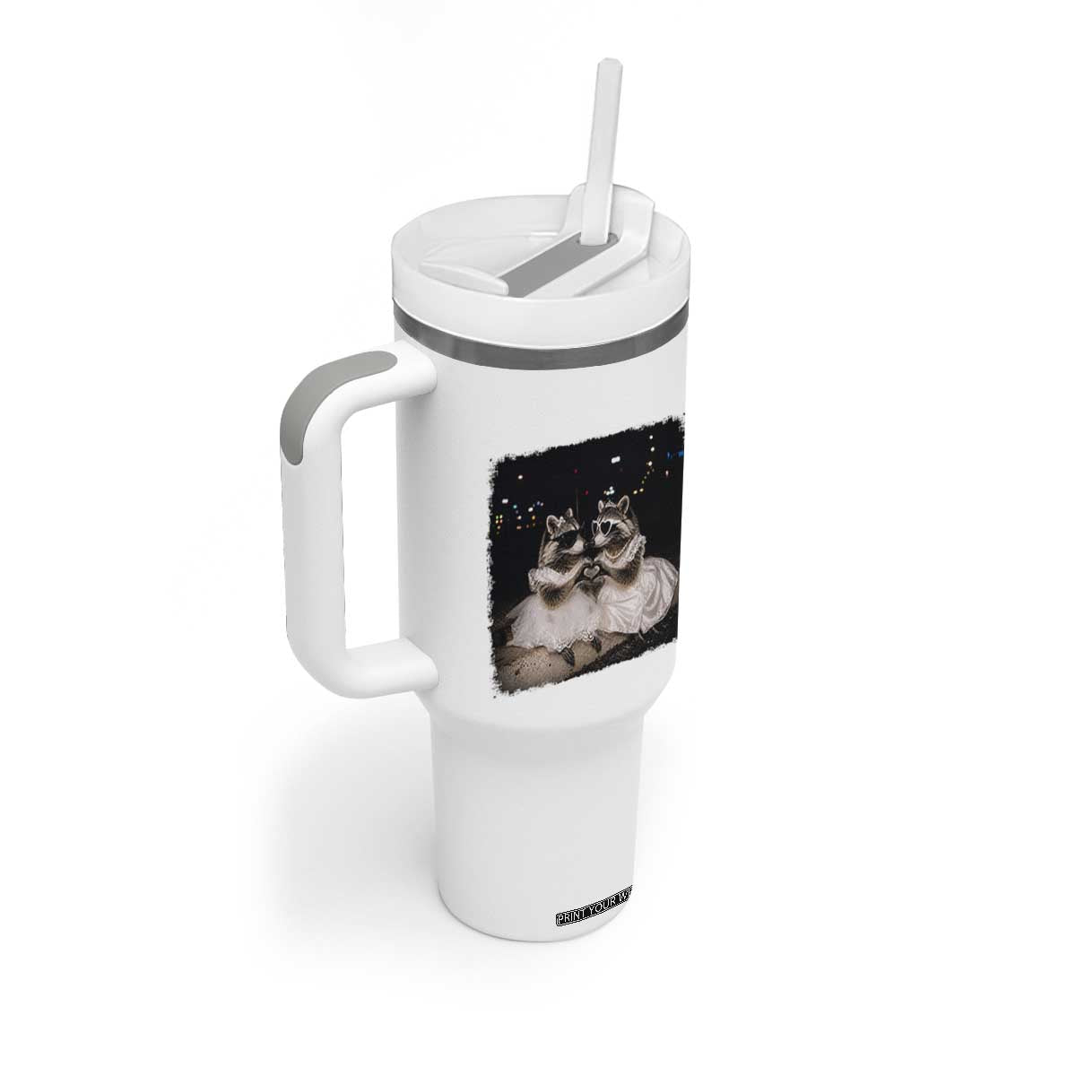 Funny Lesbian Raccoon Engagement Tumbler With Handle LGBTQ Pride Gift