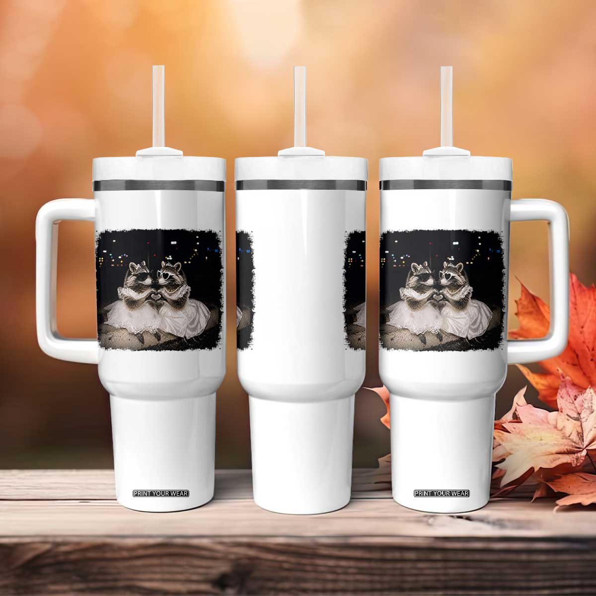 Funny Lesbian Raccoon Engagement Tumbler With Handle LGBTQ Pride Gift