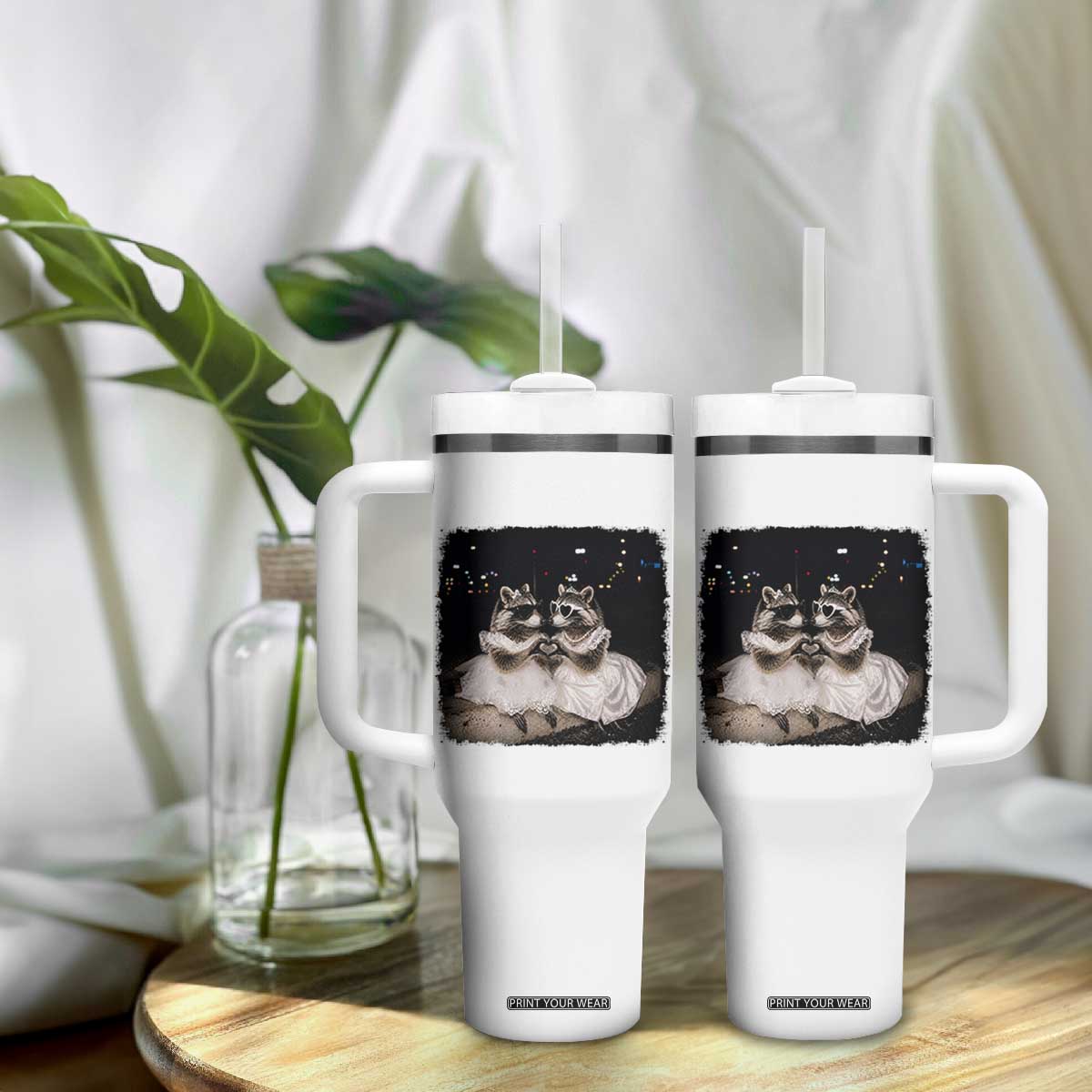 Funny Lesbian Raccoon Engagement Tumbler With Handle LGBTQ Pride Gift