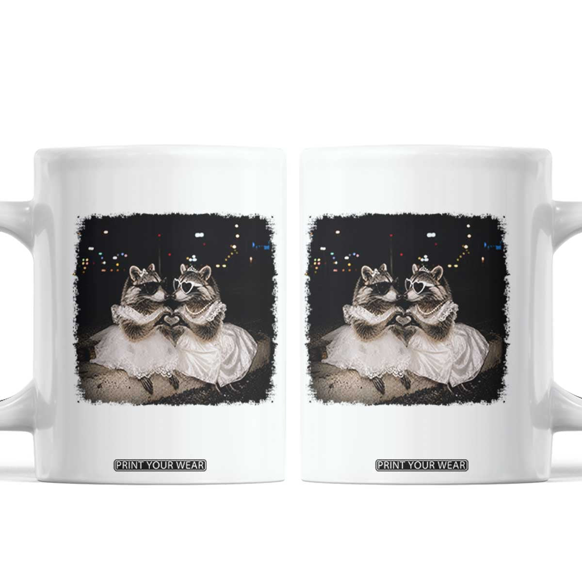 Funny Lesbian Raccoon Engagement Coffee Mug LGBTQ Pride Gift