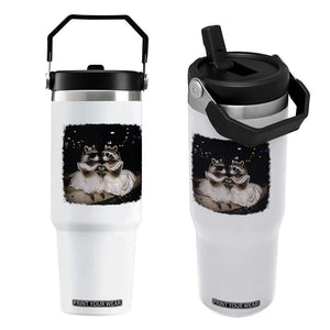 Funny Lesbian Raccoon Engagement Flip Straw Tumbler LGBTQ Pride Gift