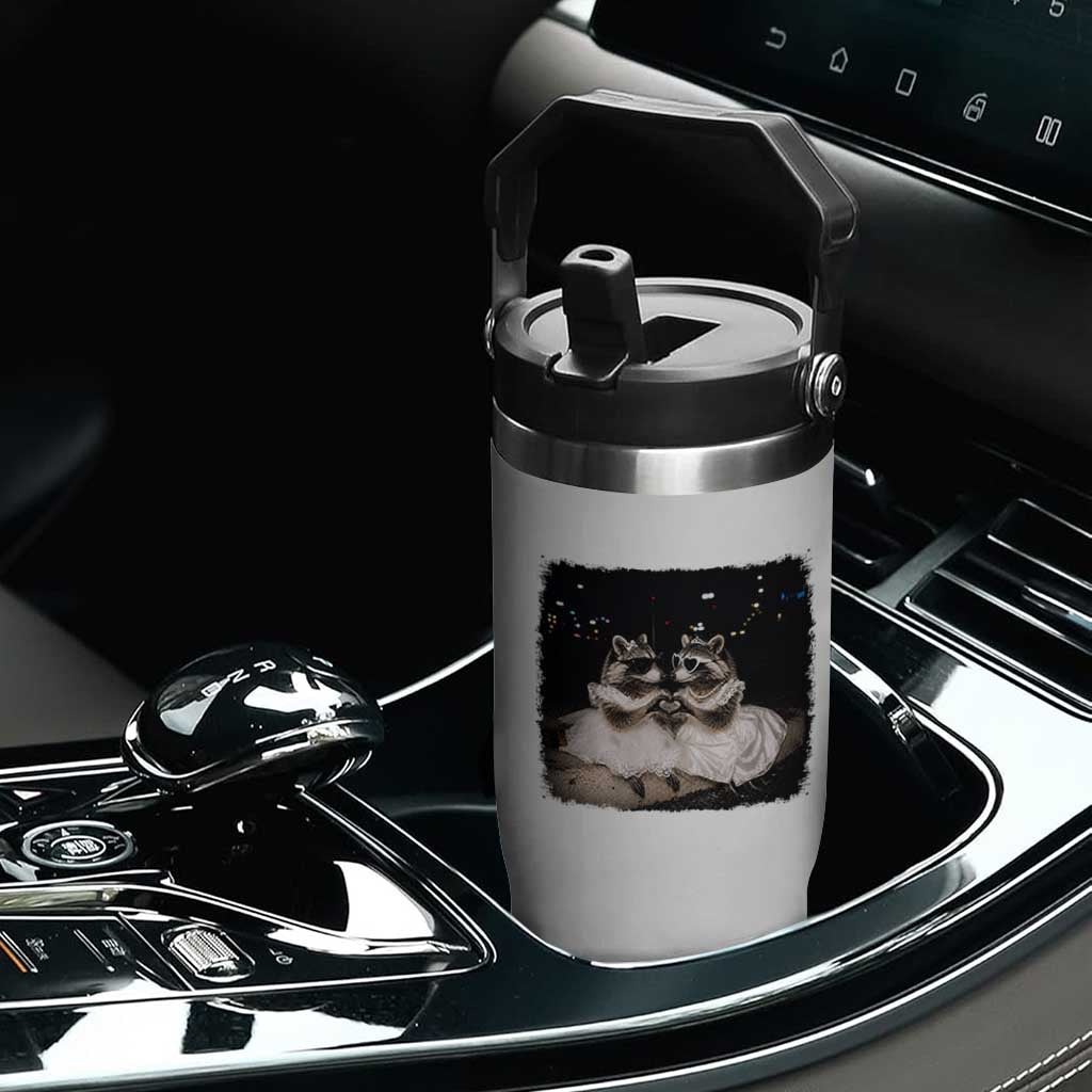 Funny Lesbian Raccoon Engagement Flip Straw Tumbler LGBTQ Pride Gift