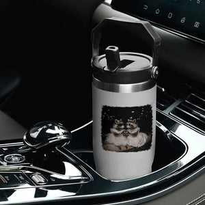 Funny Lesbian Raccoon Engagement Flip Straw Tumbler LGBTQ Pride Gift