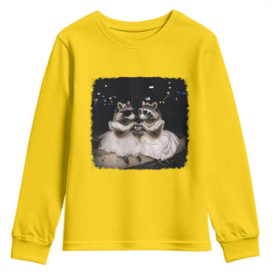 Funny Lesbian Raccoon Engagement Youth Sweatshirt LGBTQ Pride Gift