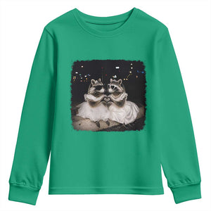 Funny Lesbian Raccoon Engagement Youth Sweatshirt LGBTQ Pride Gift