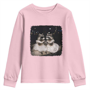Funny Lesbian Raccoon Engagement Youth Sweatshirt LGBTQ Pride Gift