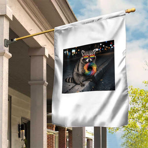 Raccoon Eating Baguette Graphic Garden Flag Humorous Gay Pride Gift